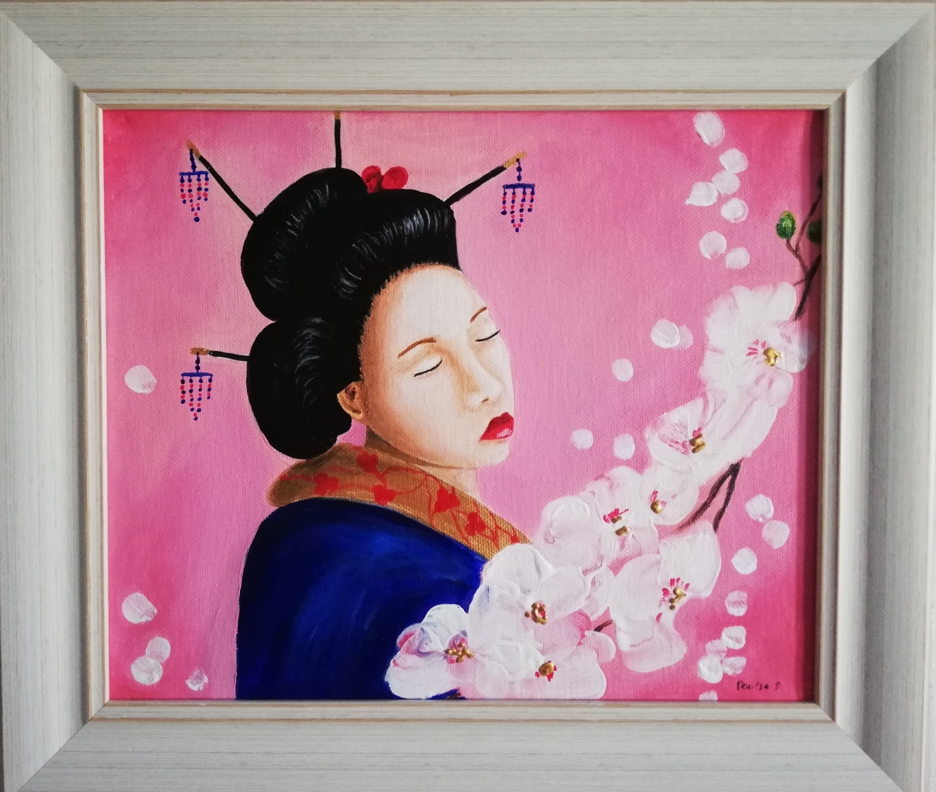 The dreaming geisha with the white orchid